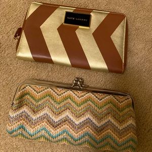 2 large bifold wallets, Kate Landry open clutch wallet, lots of pockets